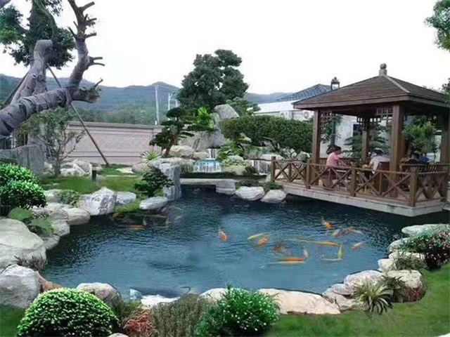 江南庭院鱼池假山设计